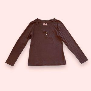 Ladies XL Gillian & OMalley Henley Long Sleeve Cocoa Brown